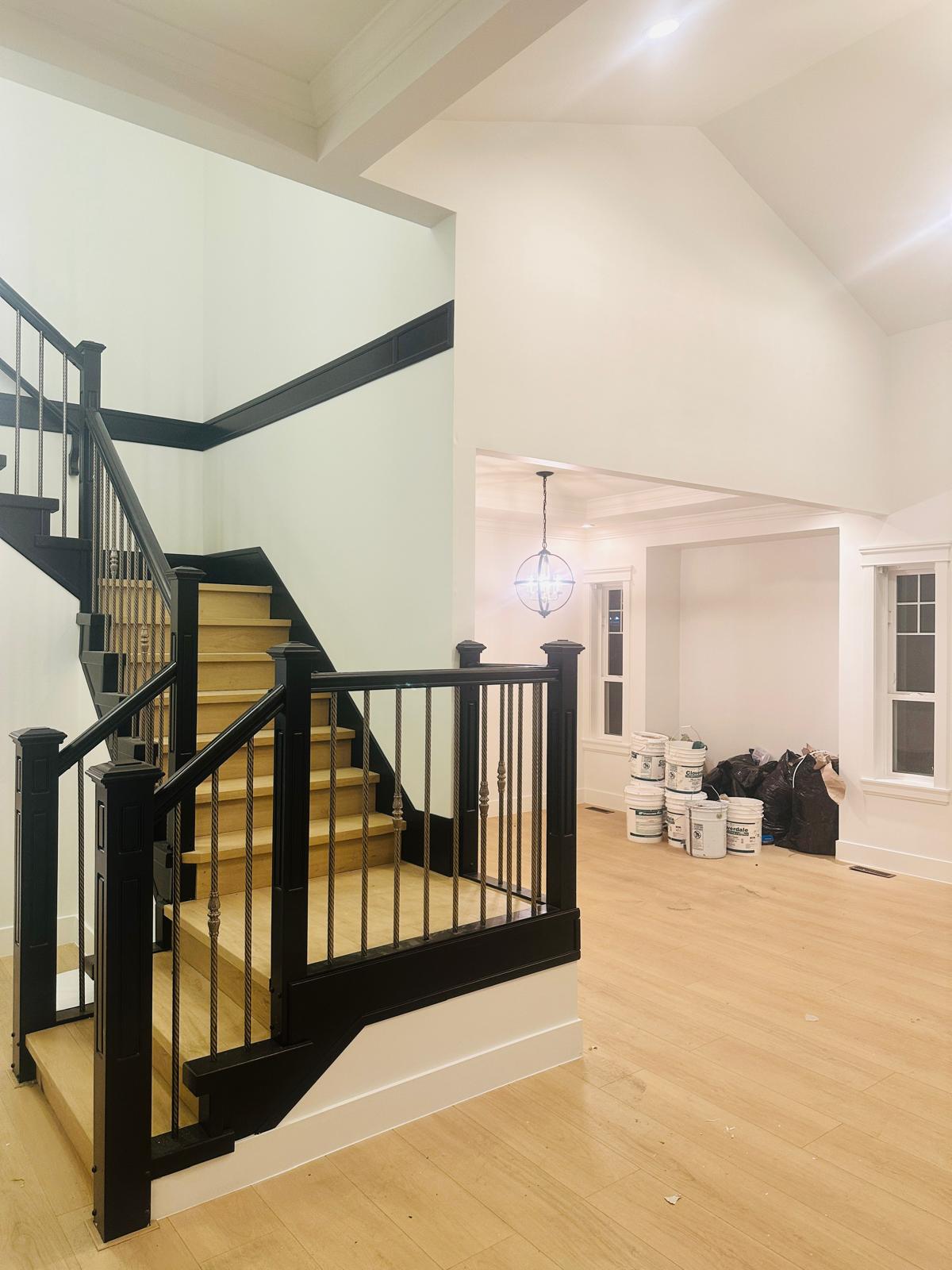 A painted stairwell and railing