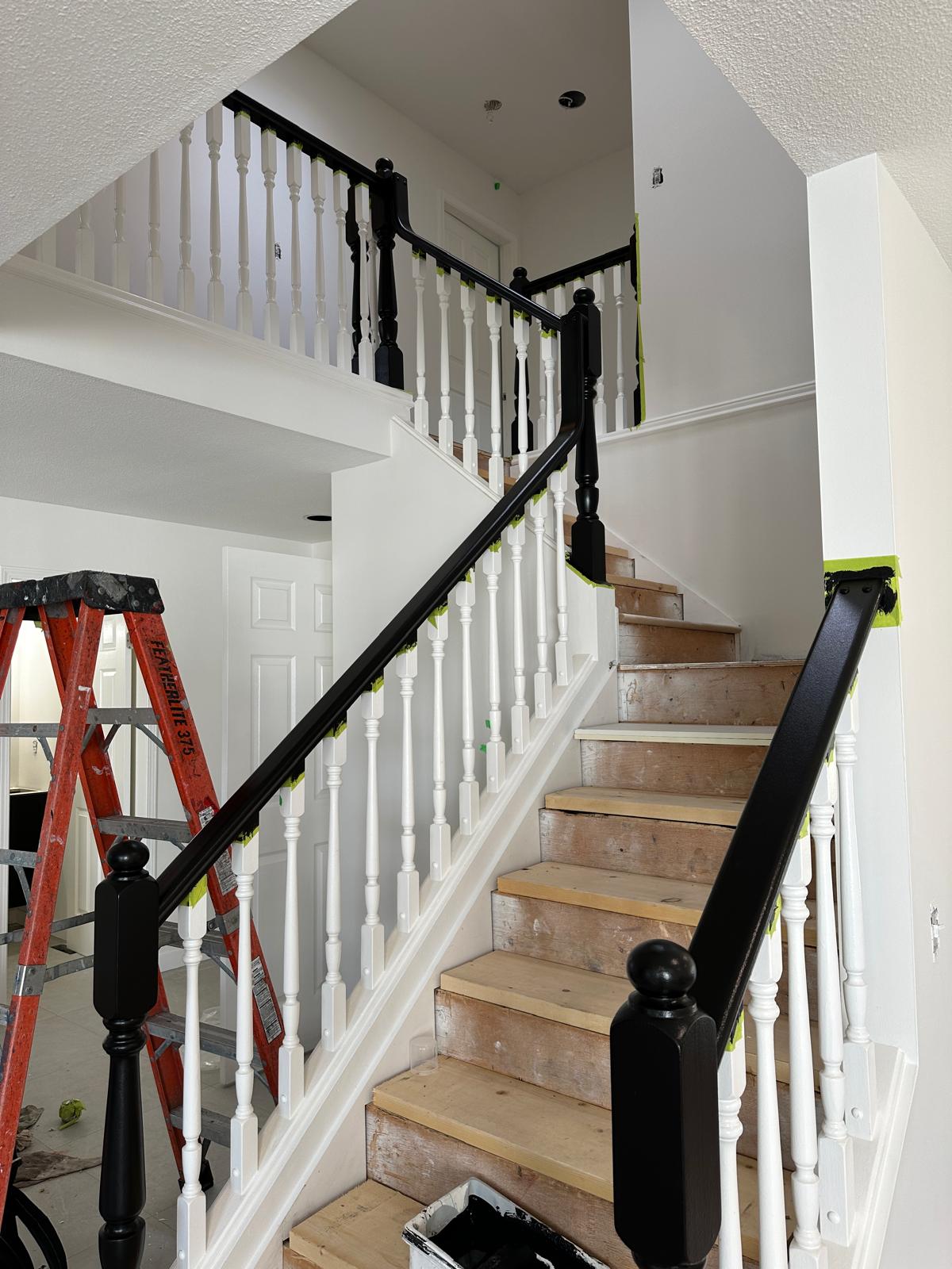 A freshly painted stairwell and landing